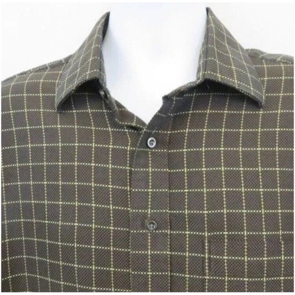 Scott Barber Men's XXL Shirt Brown Plaid 100% Cotton Long Sleeve Button Up - Picture 5 of 9